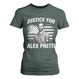 Justices for Alex Pretti T Shirt For Women Resist Abolish ICE Protest TS14 Dark Forest Green Print Your Wear