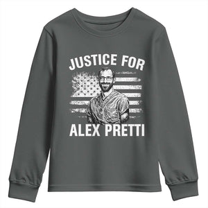 Justices for Alex Pretti Youth Sweatshirt Resist Abolish ICE Protest TS14 Dark Heather Print Your Wear