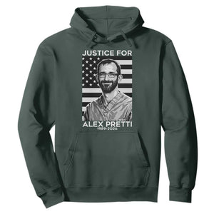 Justices for Alex Pretti Hoodie Resist ICE Immigration Deportation Protest Minnesota TS14 Dark Forest Green Print Your Wear
