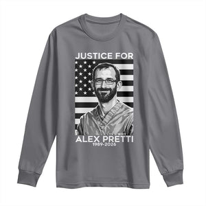 Justices for Alex Pretti Long Sleeve Shirt Resist ICE Immigration Deportation Protest Minnesota TS14 Charcoal Print Your Wear