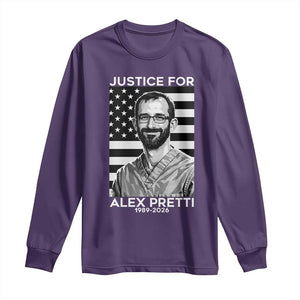 Justices for Alex Pretti Long Sleeve Shirt Resist ICE Immigration Deportation Protest Minnesota TS14 Purple Print Your Wear