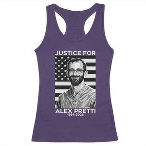 Justices for Alex Pretti Racerback Tank Top Resist ICE Immigration Deportation Protest Minnesota TS14 Purple Print Your Wear