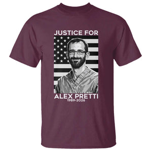 Justices for Alex Pretti T Shirt Resist ICE Immigration Deportation Protest Minnesota TS14 Maroon Print Your Wear