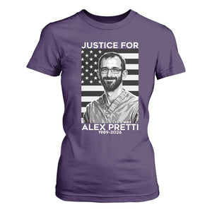 Justices for Alex Pretti T Shirt For Women Resist ICE Immigration Deportation Protest Minnesota TS14 Purple Print Your Wear