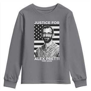 Justices for Alex Pretti Youth Sweatshirt Resist ICE Immigration Deportation Protest Minnesota TS14 Charcoal Print Your Wear