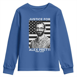 Justices for Alex Pretti Youth Sweatshirt Resist ICE Immigration Deportation Protest Minnesota TS14 Royal Blue Print Your Wear
