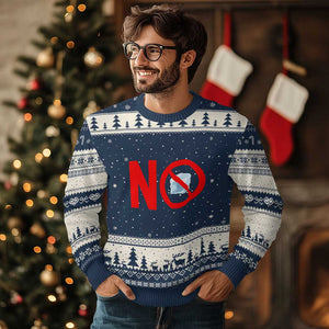 Anti ICE Ugly Christmas Sweater No ICE Protest Symbol Anti Immigration Enforcement TS14 Navy Beige Print Your Wear