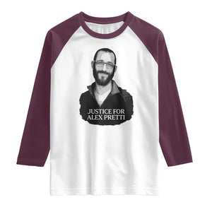 Justices for Alex Pretti Raglan Shirt Anti ICE Immigration Protest Human Rights TS14 White Maroon Print Your Wear