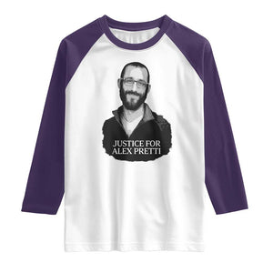 Justices for Alex Pretti Raglan Shirt Anti ICE Immigration Protest Human Rights TS14 White Purple Print Your Wear