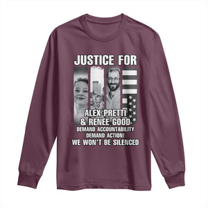 Justice for Alex and Renee Long Sleeve Shirt Anti ICE Immigration Protest Human Rights TS14 Maroon Print Your Wear