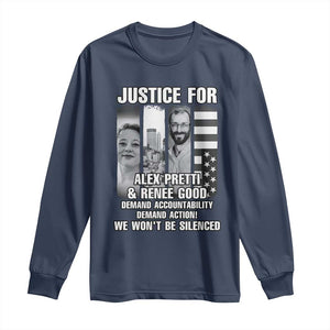Justice for Alex and Renee Long Sleeve Shirt Anti ICE Immigration Protest Human Rights TS14 Navy Print Your Wear