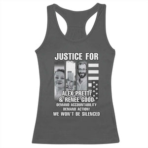 Justice for Alex and Renee Racerback Tank Top Anti ICE Immigration Protest Human Rights TS14 Dark Heather Print Your Wear