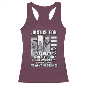 Justice for Alex and Renee Racerback Tank Top Anti ICE Immigration Protest Human Rights TS14 Maroon Print Your Wear