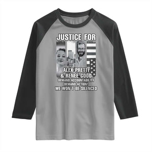 Justice for Alex and Renee Raglan Shirt Anti ICE Immigration Protest Human Rights TS14 Sport Gray Black Print Your Wear
