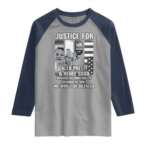 Justice for Alex and Renee Raglan Shirt Anti ICE Immigration Protest Human Rights TS14 Sport Gray Navy Print Your Wear