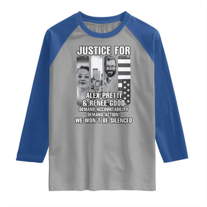 Justice for Alex and Renee Raglan Shirt Anti ICE Immigration Protest Human Rights TS14 Sport Gray Royal Print Your Wear