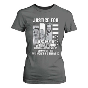 Justice for Alex and Renee T Shirt For Women Anti ICE Immigration Protest Human Rights TS14 Dark Heather Print Your Wear