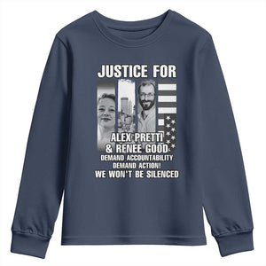 Justice for Alex and Renee Youth Sweatshirt Anti ICE Immigration Protest Human Rights TS14 Navy Print Your Wear