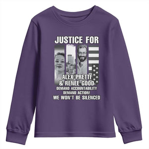 Justice for Alex and Renee Youth Sweatshirt Anti ICE Immigration Protest Human Rights TS14 Purple Print Your Wear