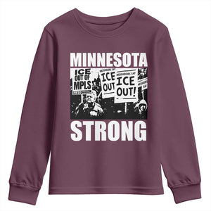 Minnesota Strong Youth Sweatshirt Resist Anti ICE Immigration Protest TS14 Maroon Print Your Wear