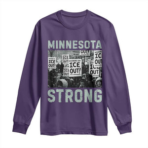 Minnesota Strong Long Sleeve Shirt Minneapolis ICE Out Anti ICE Protest Right Now TS14 Purple Print Your Wear