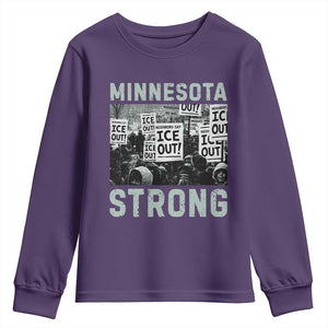 Minnesota Strong Youth Sweatshirt Minneapolis ICE Out Anti ICE Protest Right Now TS14 Purple Print Your Wear