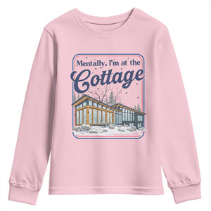 Mentally I'm at the Cottage Youth Sweatshirt Funny Hockey Romance TS14 Light Pink Print Your Wear