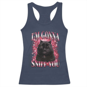 I'm Gonna Sniff You Racerback Tank Top Funny Black Cat Meme TS14 Navy Print Your Wear