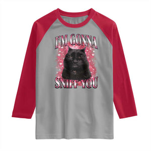I'm Gonna Sniff You Raglan Shirt Funny Black Cat Meme TS14 Sport Gray Red Print Your Wear