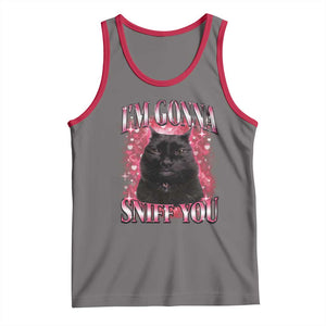 I'm Gonna Sniff You Tank Top Funny Black Cat Meme TS14 Deep Heather Red Print Your Wear