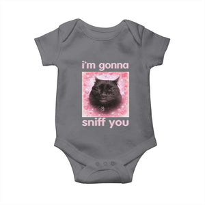 I'm Gonna Sniff You Baby Onesie Funny Black Cat Brainrot Meme TS14 Charcoal Print Your Wear