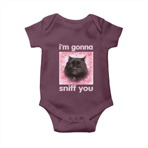 I'm Gonna Sniff You Baby Onesie Funny Black Cat Brainrot Meme TS14 Maroon Print Your Wear