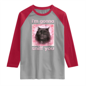 I'm Gonna Sniff You Raglan Shirt Funny Black Cat Brainrot Meme TS14 Sport Gray Red Print Your Wear