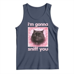 I'm Gonna Sniff You Tank Top Funny Black Cat Brainrot Meme TS14 Navy Print Your Wear