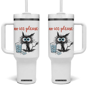 No Ice Please Tumbler With Handle Funny Black Cat Sarcastic Abolish ICE Meme TS14 One Size: 40 oz White Print Your Wear