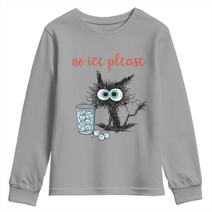 No Ice Please Youth Sweatshirt Funny Black Cat Sarcastic Abolish ICE Meme TS14 Sport Gray Print Your Wear