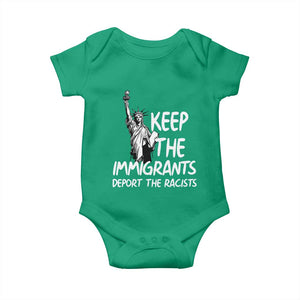 Keep The Immigrants Deport The Racists Baby Onesie Statue Of Liberty Anti Racism TS14 Irish Green Print Your Wear