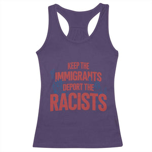 Keep The Immigrants Deport The Racists Racerback Tank Top Statue Of Liberty Anti Racism Political Statement TS14 Purple Print Your Wear