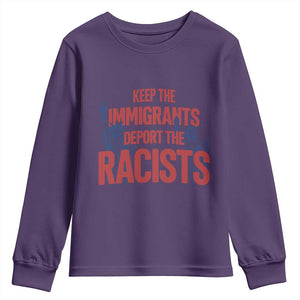 Keep The Immigrants Deport The Racists Youth Sweatshirt Statue Of Liberty Anti Racism Political Statement TS14 Purple Print Your Wear