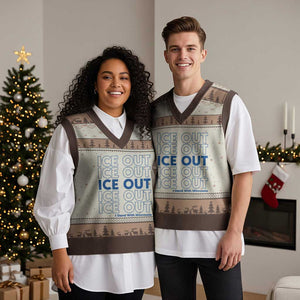 ICE Out V-Neck Knit Sweater Vest I Stand With Minnesota Minneapolis Anti ICE TS14 Mocha Mousse Print Your Wear