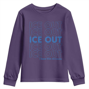 ICE Out Youth Sweatshirt I Stand With Minnesota Minneapolis Anti ICE TS14 Purple Print Your Wear