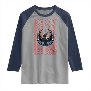 ICE Out Raglan Shirt Minneapolis Resist Anti ICE Immigration Protest TS14 Sport Gray Navy Print Your Wear