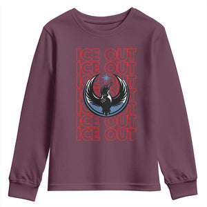 ICE Out Youth Sweatshirt Minneapolis Resist Anti ICE Immigration Protest TS14 Maroon Print Your Wear