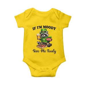 Funny Raccoon St Patricks Day Baby Onesie If I'm Moody Give Me Foody TS14 Daisy Print Your Wear
