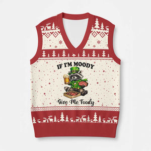 Funny Raccoon St Patricks Day V-Neck Knit Sweater Vest If I'm Moody Give Me Foody TS14 Beige Red Print Your Wear