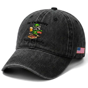 Funny Raccoon St Patricks Day Washed Cotton Baseball Cap If I'm Moody Give Me Foody TS14 Print Your Wear