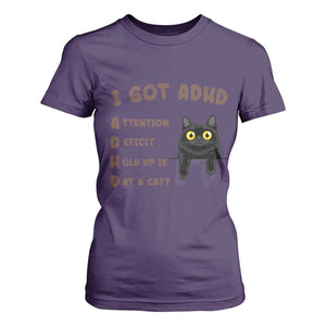 I Got ADHD is that A Cat T Shirt For Women Funny Cat Lover TS14 Purple Print Your Wear
