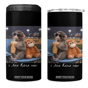 Funny Punch Monkey Baseball 4 in 1 Can Cooler Tumbler I Live Here Now Ballpark Graphic TS14 One Size: 16 oz Black Print Your Wear