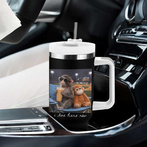 Funny Punch Monkey Baseball Tumbler With Handle I Live Here Now Ballpark Graphic TS14 Print Your Wear