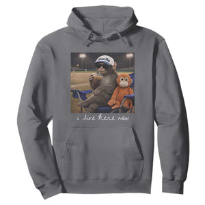 I Live Here Now Punch Monkey Hoodie Funny Drinking Iced Coffee Baseball Field TS14 Charcoal Print Your Wear